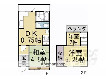 東海道本線 京都駅 徒歩18分 2階建 築50年(3DK)の間取り写真