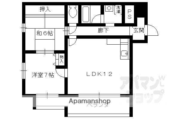 第2長法寺マンション(2LDK/1階)の間取り写真