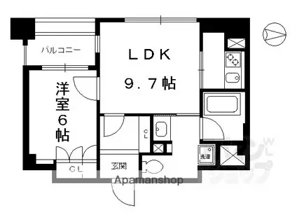 リーガル京都烏丸通(1LDK/4階)の間取り写真