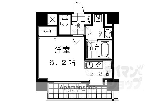 ALTA京都堀川ウインドア(1K/9階)の間取り写真