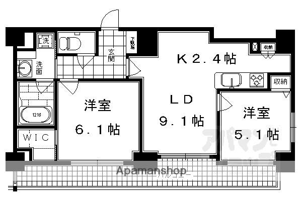 ALTA京都堀川WINDOOR(2LDK/11階)の間取り写真