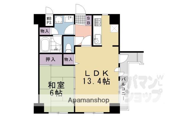 ライオンズマンション京都河原町(1LDK/2階)の間取り写真