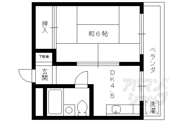 セブンハイツ(1DK/4階)の間取り写真