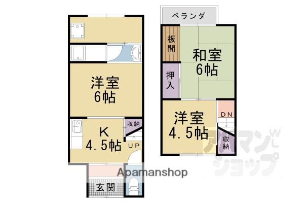 京阪電気鉄道京津線 四宮駅 徒歩17分 2階建 築51年(3DK)の間取り写真
