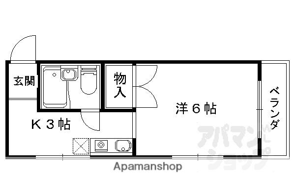 ハイツ足立(1K/3階)の間取り写真
