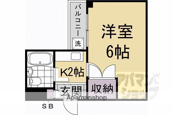 シグナス御所ノ内(1K/2階)の間取り写真