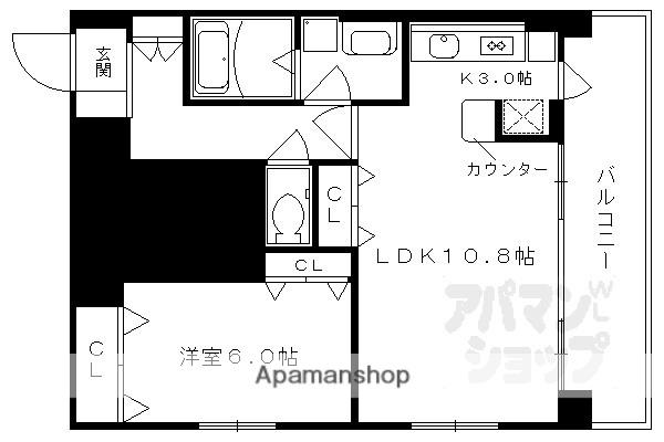エイペックス京都室町(1LDK/9階)の間取り写真