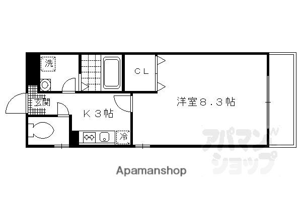 シェルフェリス(1K/2階)の間取り写真