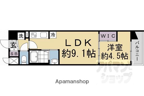 スワンズ京都東寺ガーデン(1LDK/4階)の間取り写真