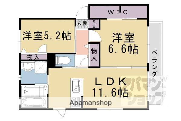 シャーメゾン田内(2LDK/2階)の間取り写真