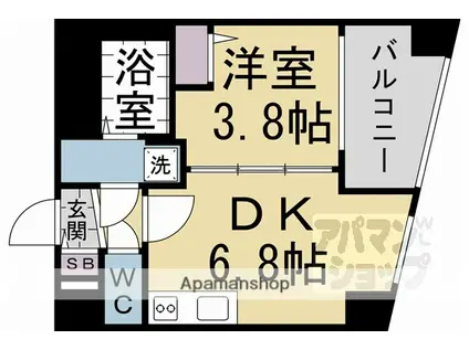 ファステート京都東寺グラン(1DK/1階)の間取り写真