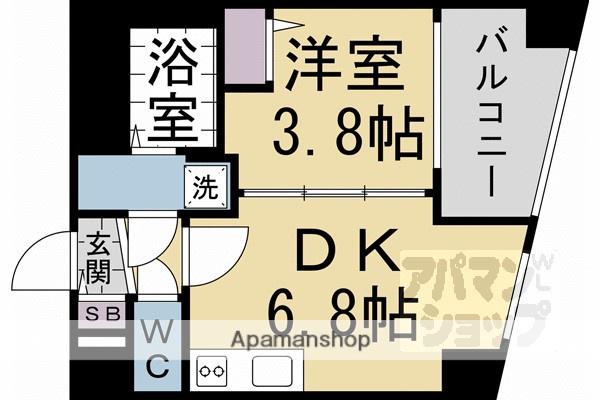 ファステート京都東寺グラン(1DK/4階)の間取り写真