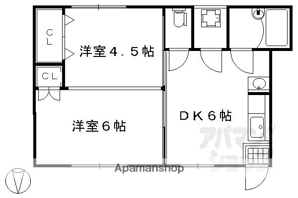マンション丸高(2DK/5階)の間取り写真