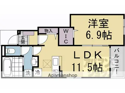 カッツェ吉祥院(1LDK/1階)の間取り写真