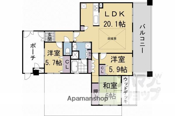 エスリード長岡天神(3LDK/7階)の間取り写真