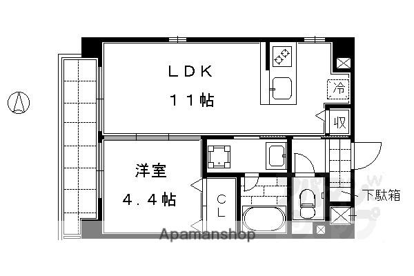 京まちなか湖月(1LDK/4階)の間取り写真