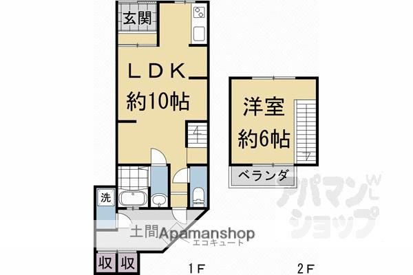 京阪電気鉄道京阪線 祇園四条駅 徒歩3分 2階建 築68年(1LDK)の間取り写真