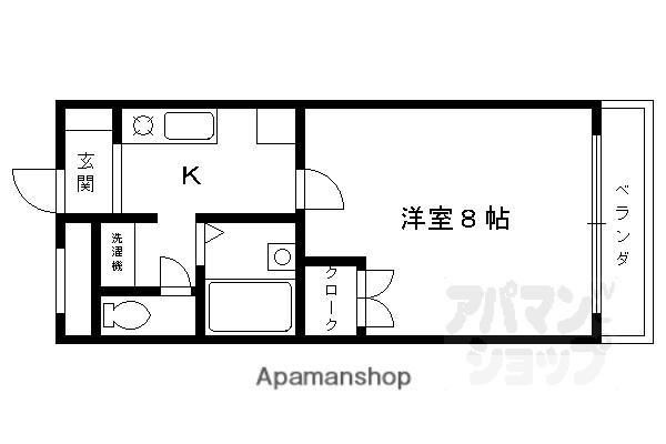 阪急電鉄京都線 長岡天神駅 徒歩7分 5階建 築29年(1K/1階)の間取り写真