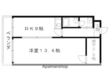 エグザス伏見マンション(1LDK/4階)の間取り写真