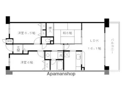 パデシオン桃山南(3LDK/3階)の間取り写真