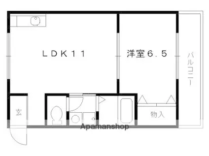 ファミールみもざ(1LDK/1階)の間取り写真