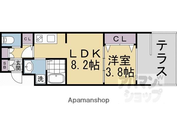MJC京都西大路Ⅱ(1LDK/1階)の間取り写真