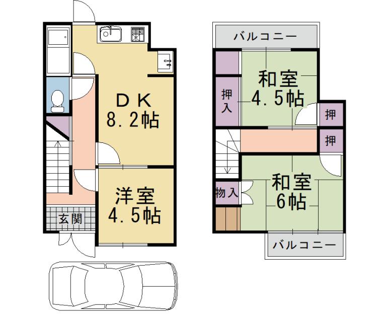 阪急電鉄京都線 長岡天神駅 徒歩15分 2階建 築60年(3DK)の間取り写真