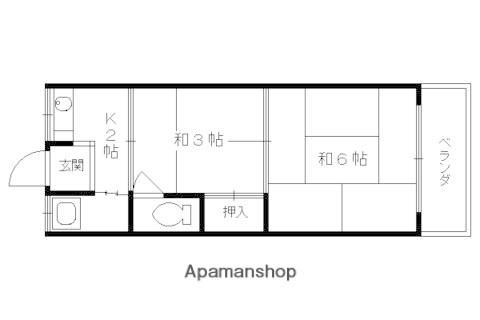 マンションカンザツ(2K/2階)の間取り写真