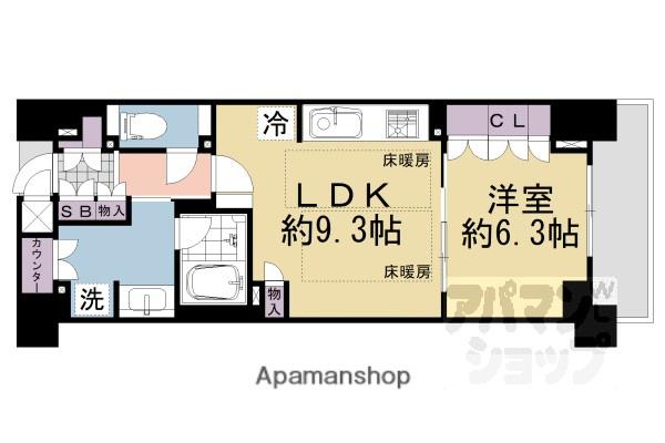 ジオ京都堀川三条(1LDK/5階)の間取り写真