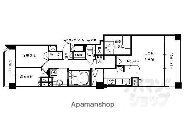 アールヴェール河原町二条(3LDK/10階)の間取り写真
