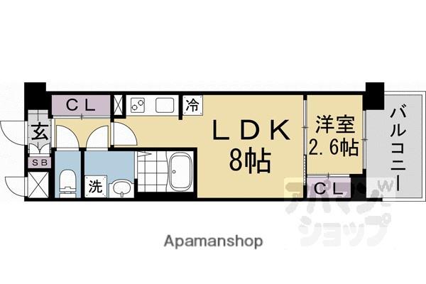 アドバンス京都クラッセ(1LDK/6階)の間取り写真