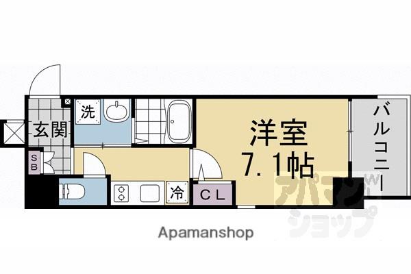 エストゥルース京都(1K/8階)の間取り写真