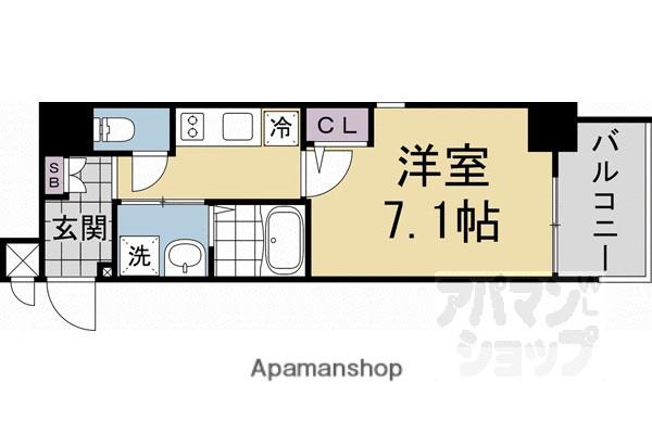 エストゥルース京都(1K/6階)の間取り写真