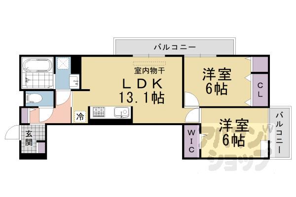 GRAMM奥海印寺 イースト(2LDK/2階)の間取り写真