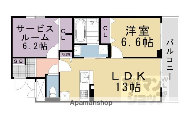 グロブナーコート丹波口(1SLDK/2階)の間取り写真