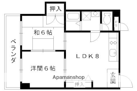 プランドール御所ノ内(2DK/3階)の間取り写真