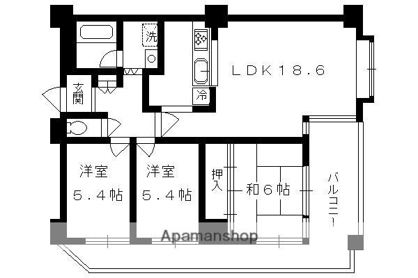 シャリマー五条(3LDK/4階)の間取り写真