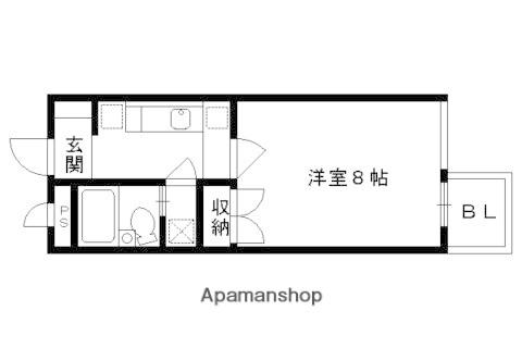 プレシャスコート(1K/2階)の間取り写真