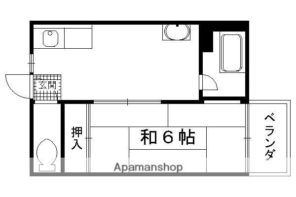 東福寺ハイツ(1K/4階)の間取り写真