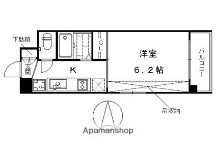 アクアプレイス京都東寺(1K/4階)の間取り写真