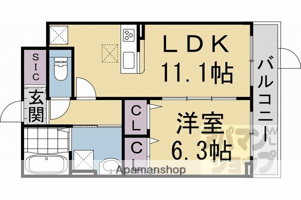 京阪電気鉄道京阪線 中書島駅 徒歩50分 3階建 築1年(1LDK/1階)の間取り写真