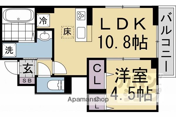キャッスルヴュー山口(1LDK/1階)の間取り写真