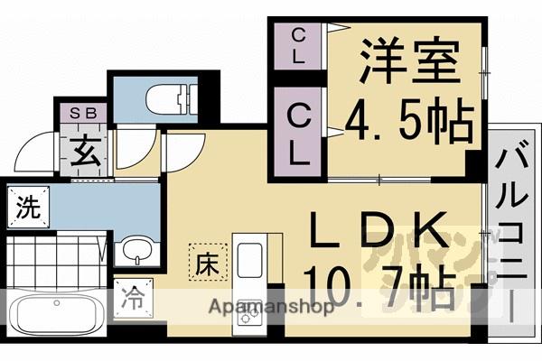キャッスルヴュー山口(1LDK/1階)の間取り写真