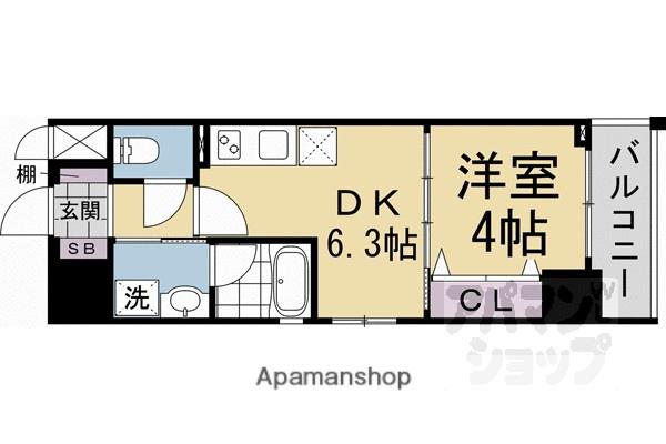 ベラジオ雅び京都円町駅前(1DK/3階)の間取り写真