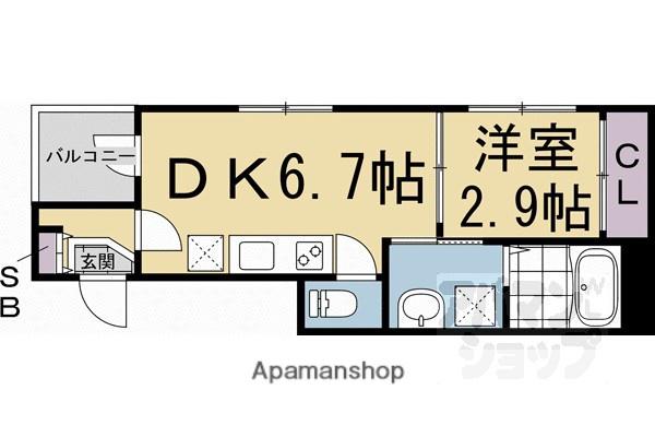 三永レジデンス京都(1DK/1階)の間取り写真