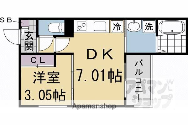 REGALEST五条大宮(1DK/1階)の間取り写真