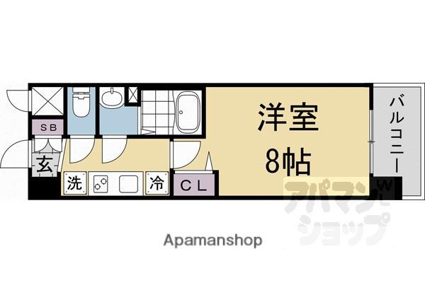 ソルテラス京都JUJO薫(1K/6階)の間取り写真