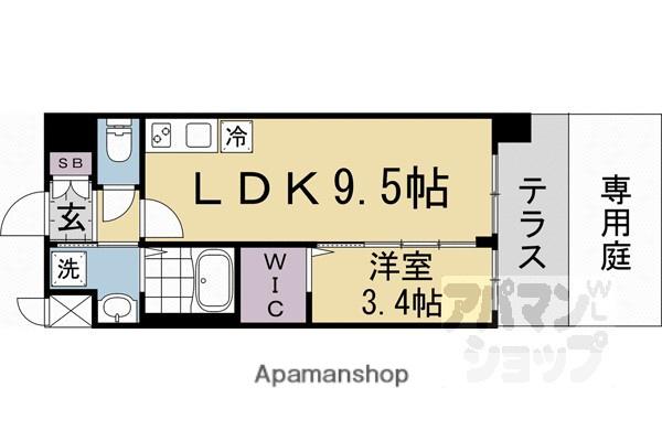 ソルテラス京都JUJO薫(1LDK/1階)の間取り写真