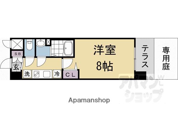 ソルテラス京都JUJO薫(1K/1階)の間取り写真