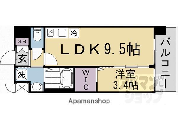 ソルテラス京都JUJO薫(1LDK/6階)の間取り写真